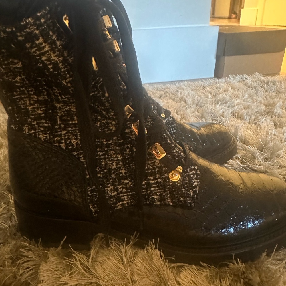Lanvin Black Tweed Ankle Boots brand new